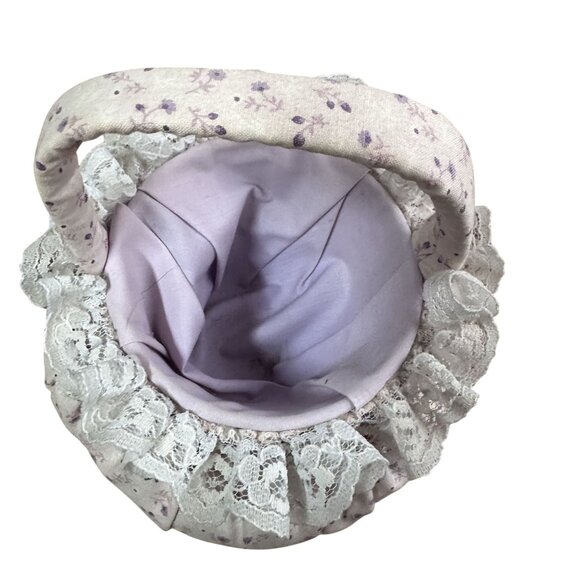 Vintage Small Basket Floral Pattern Soft Pink Fabric 1990s 6" Tall - Picture 6 of 6